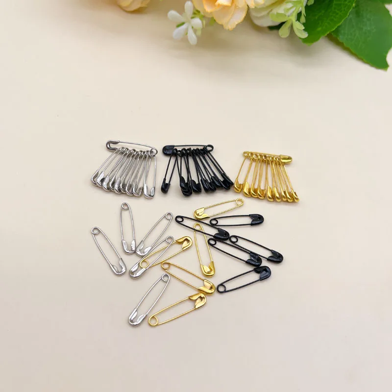 200pcs Black/Silver/Golden Accessories Safety Pins Wedding for Jewelry Making Mini Safety Pins 18mm Safety Pind Pins Pincushions