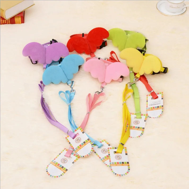 Cute Angel\'s Wings dog Cat Harness with Leash Adjustable Collar Nylon Rope for Cat Puppy Dog Pig Small Pet Animal Accessories