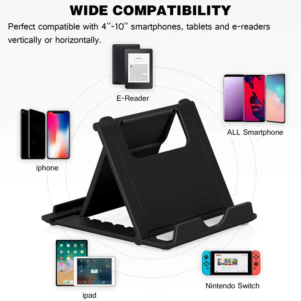 Universal Foldable Desk Cellphone Holder Mount Stand for Tablet iPad mini Mobile Phone iPhone Samsung Adjustable Desktop Bracket