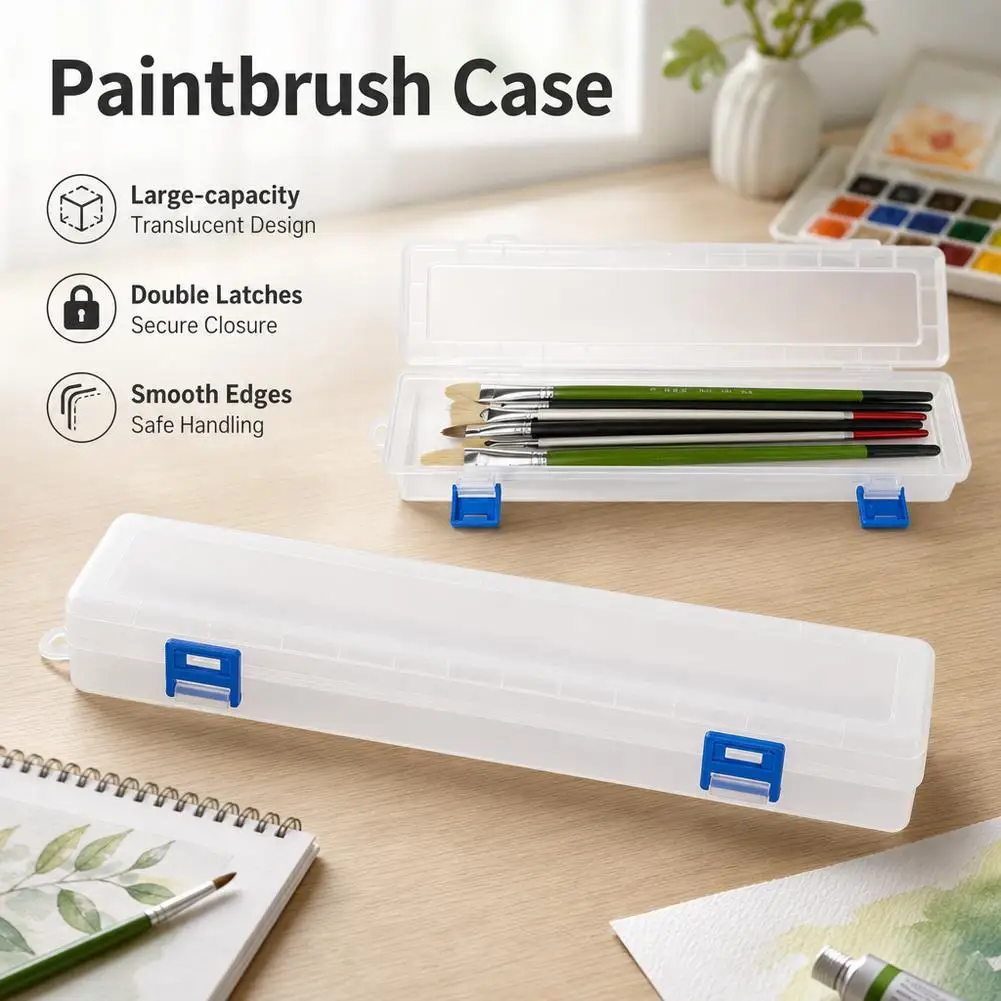 33cm Hanging Brush Organizer Box Double-Lock Storage Case for Art Pens Watercolor Brushes