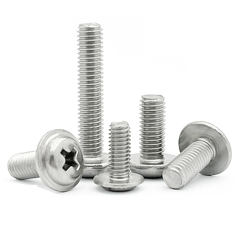 10~100pcs M1.4 M2 M2.5 M3 M4 M5 M6 304 Stainless Steel Cross Phillips Pan Round Truss Head With Washer Padded Collar Screw Bolt