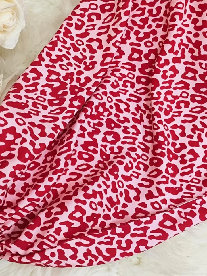 Blumenkleid Modischer Druck Sommer Neuer Ins-Stil Großes Swing-Kleid Damen Lose Laternenärmel Mittelärmeliger langer Rock