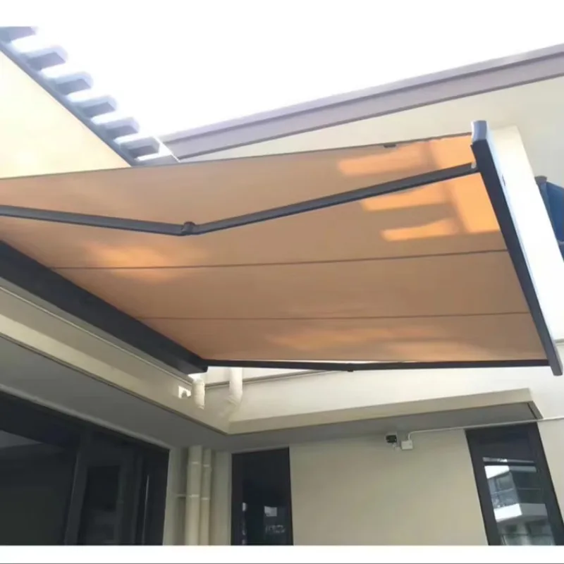 Custom Easy-to-Assemble Outdoor Vertical Awnings Retractable Manual Retractable Terrace Awnings