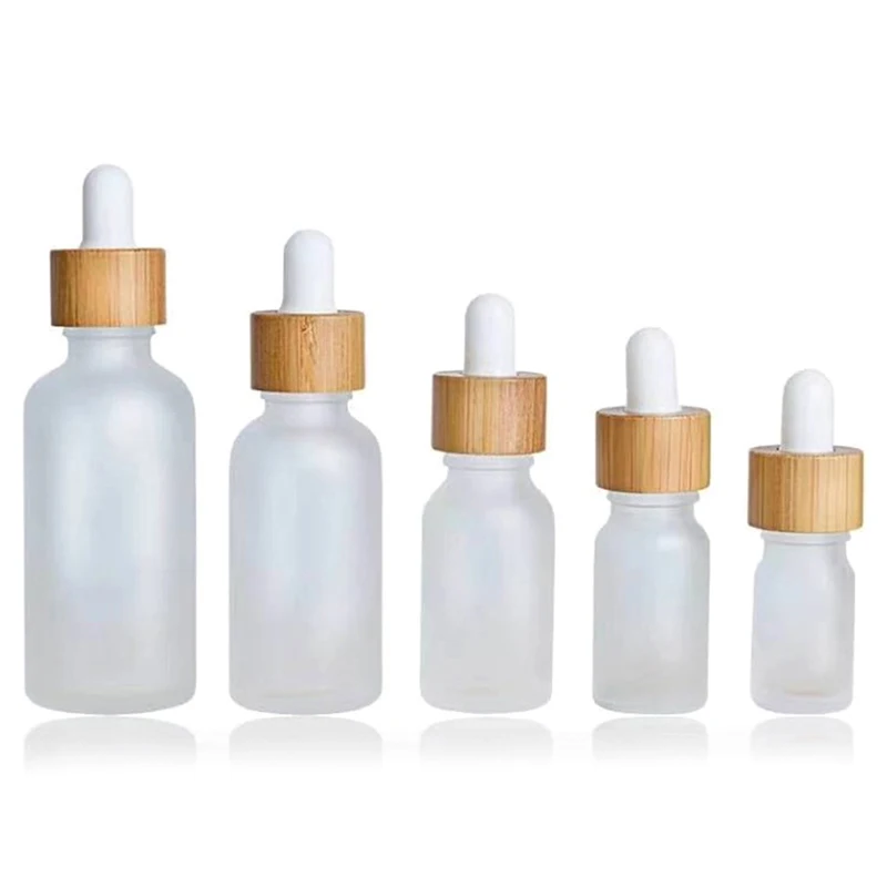 Flacons bouteilles d'huile essentielle 1 pièce 5-100ml flacon compte-gouttes en verre givré récipient d'emballage cosmétique vide