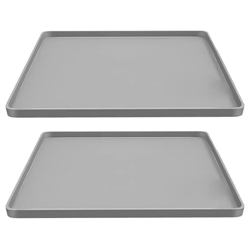 B59B Refrigerator Floor Protector Mat 24x24, Mini Fridge Silicone Drip Tray for Washer Dryer Laundry Guard Gray