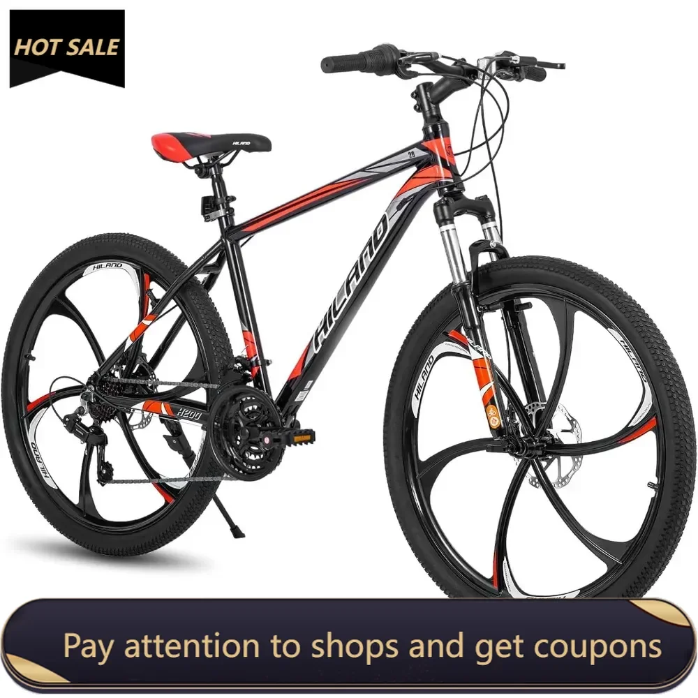 

Mountain Bike，6/Multi-Spokes，21 Speeds Drivetrain，Aluminum Frame 26 Inch Wheels, Disc-Brake Bike for Men Women Men's MTB Bicycle