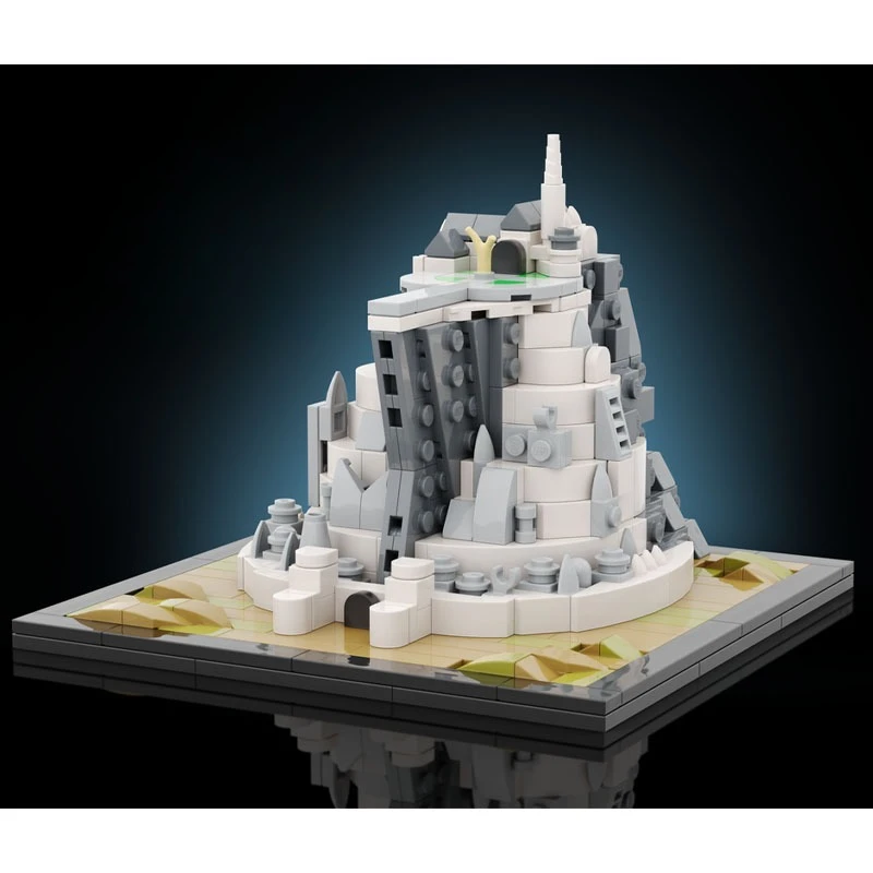 

White Tiered Cliff Citadel MOC Building Blocks Multi Layer White Mountain Fortress Model DIY Assembly Bricks Display Toy