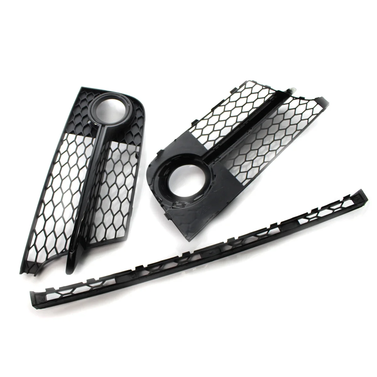 ABS Grill HONEYCOMB HEX Car Front Fog Light Grille Grill + Lower Center Grilles For Audi TT MK2 S-LINE TTS 2011 2012 2013 2014