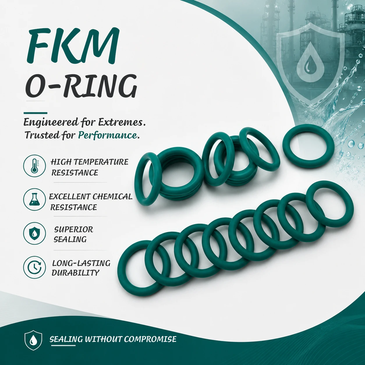 FKM Fluororubber O-ring CS 1.5mm Outer Diameter 4~30mm, High Elasticity and Tight Fit Vacuum Valve Seal
