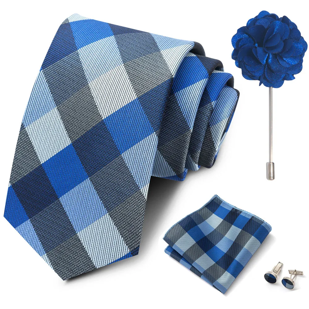 Großhandel Mode 8 cm Krawatte Taschentuch Manschettenknopf Pin Set Männer Krawatte Lila Paisley Anzug Zubehör Fit Hochzeit Geburtstag Geschenk – Detail 19