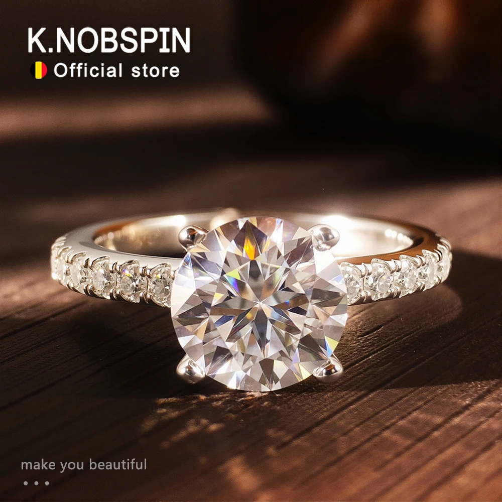 KNOBSPIN 1.5ct Moissanite Rings for Women GRA Certified Diamond Jewelry s925 Sterling Silver 18k Plated Engagement Wedding Ring