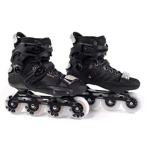 Powerslide 하드코어 EVO 인라인 스케이트 2024, 오리지널 트리니티 4x80/3x90mm, 도시 열 모델링 가능 탄소 섬유 롤러 스케이트 패틴