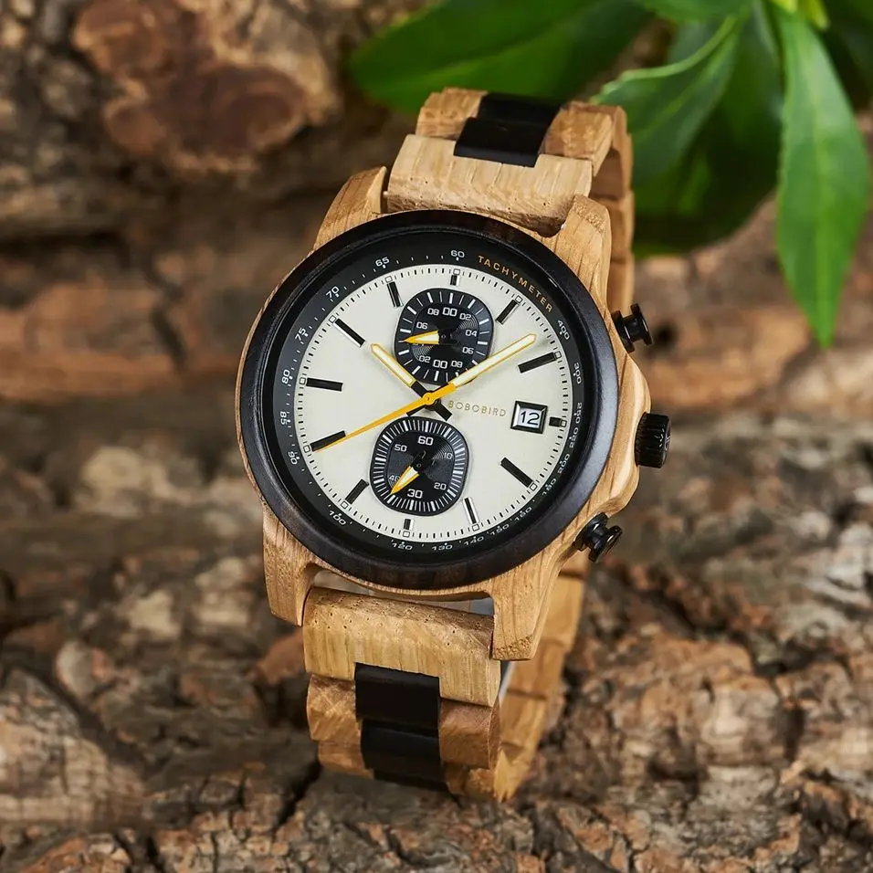 Men's Watches BOBO BIRD Wooden Quartz Watch for Men Multifunctional Dials Wristwatch Support OEM Custom Logo Dropshipping