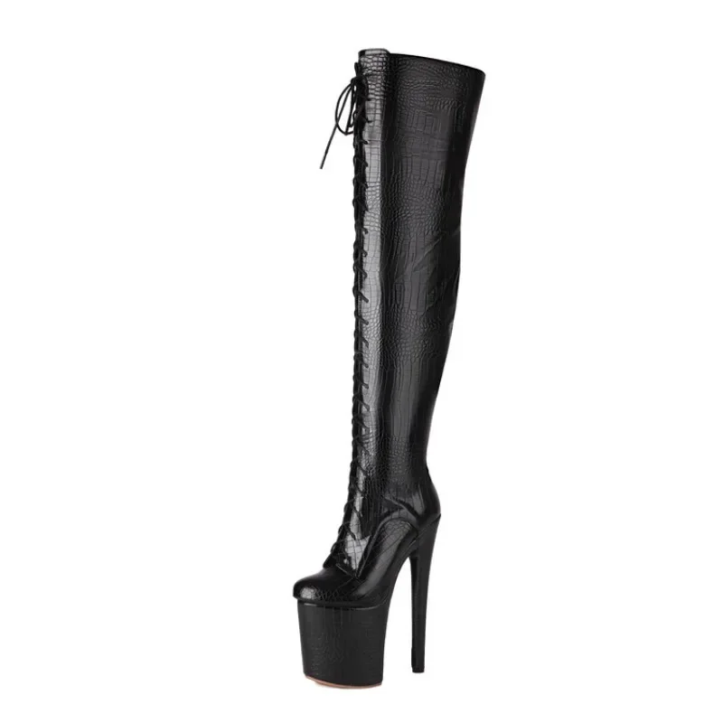 2023 Autumn And Winter New Sexy Nightclub Slim High Heel Over Knee Boots Women's Large Cross Strap Ultra High Heel Fashion Boots