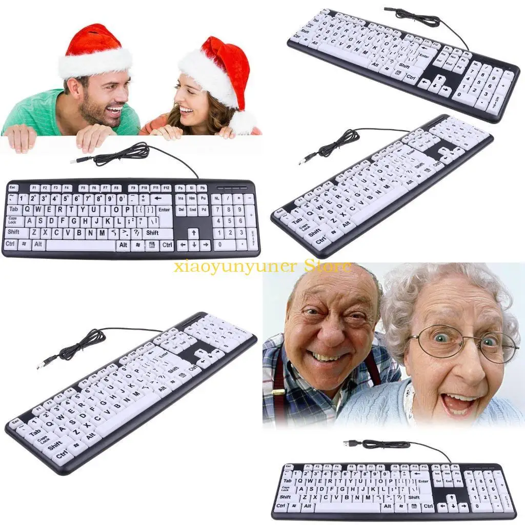 

P9JB USB PC Computer Game Gaming клавиатура высокая контрастность большие печатные белые клавиши