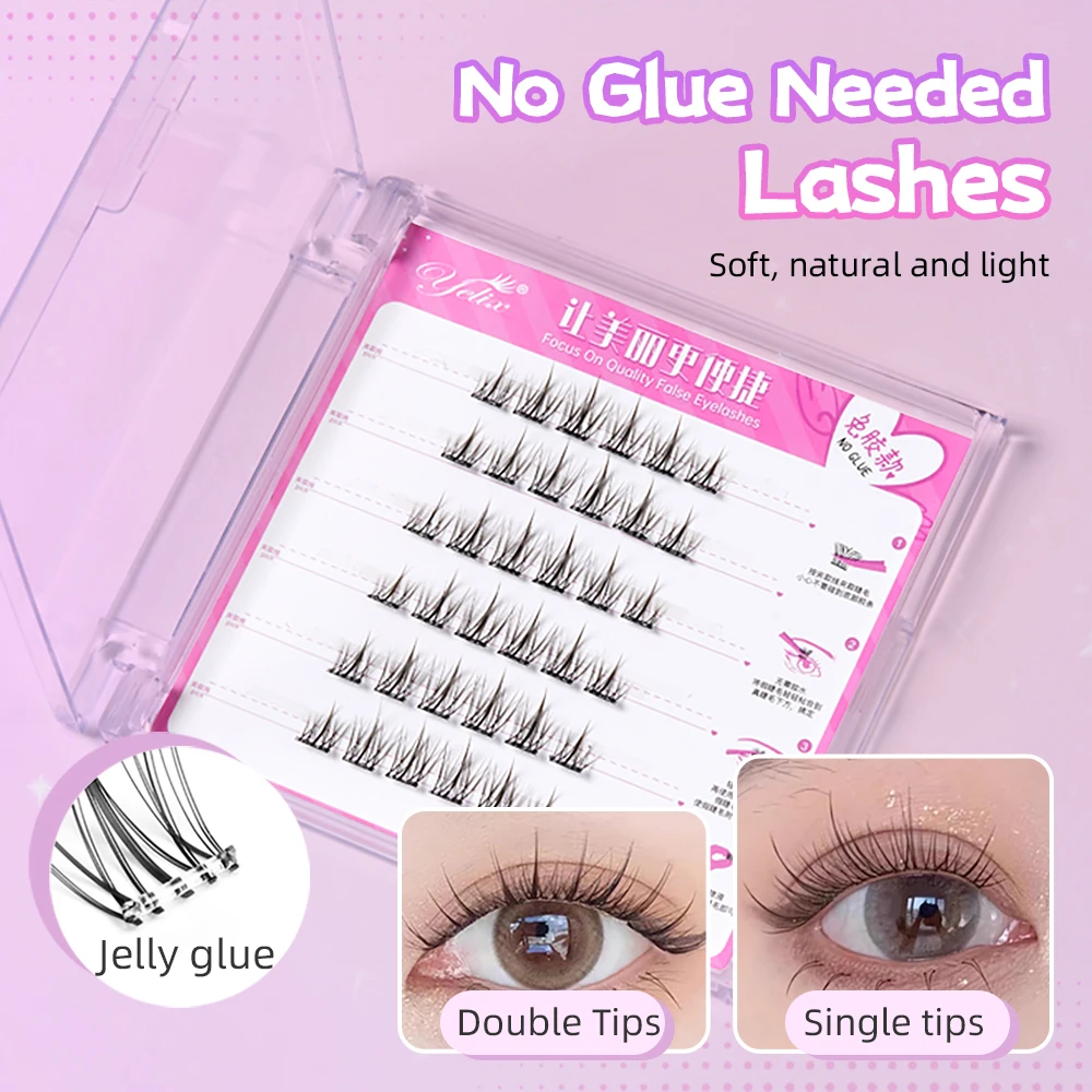 Yelix-Pestañas autoadhesivas, pestañas esponjosas ligeras de girasol, extensión de pestañas, maquillaje para el hogar, grupos de pestañas