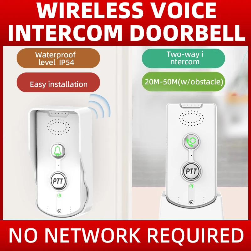 1000M Wireless Long Distance 2.4Ghz  Audio Door Phone Voice Sender&Reciever Intercom Doorbell