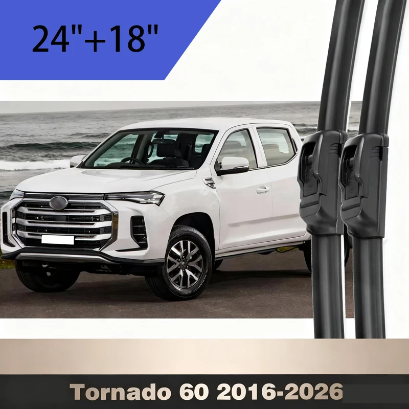 

For LDV Maxus T60 T90 Tornado 60 2016-2026 2024 2025 RHD LHD Wiper Front Wiper Blades Windshield Windscreen Window Brush 24"+18"