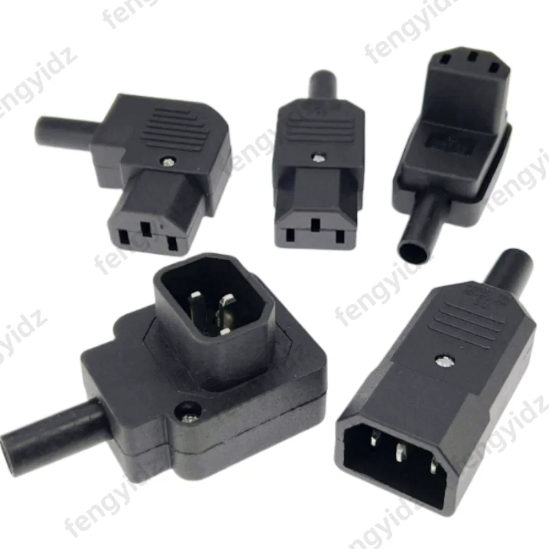 Black Elbow C15 C13 C14 Power Cord Wiring Power Plug Assemble IEC Connector Outlet PDU UPS Electrical AC Socket Plug 10A 250V