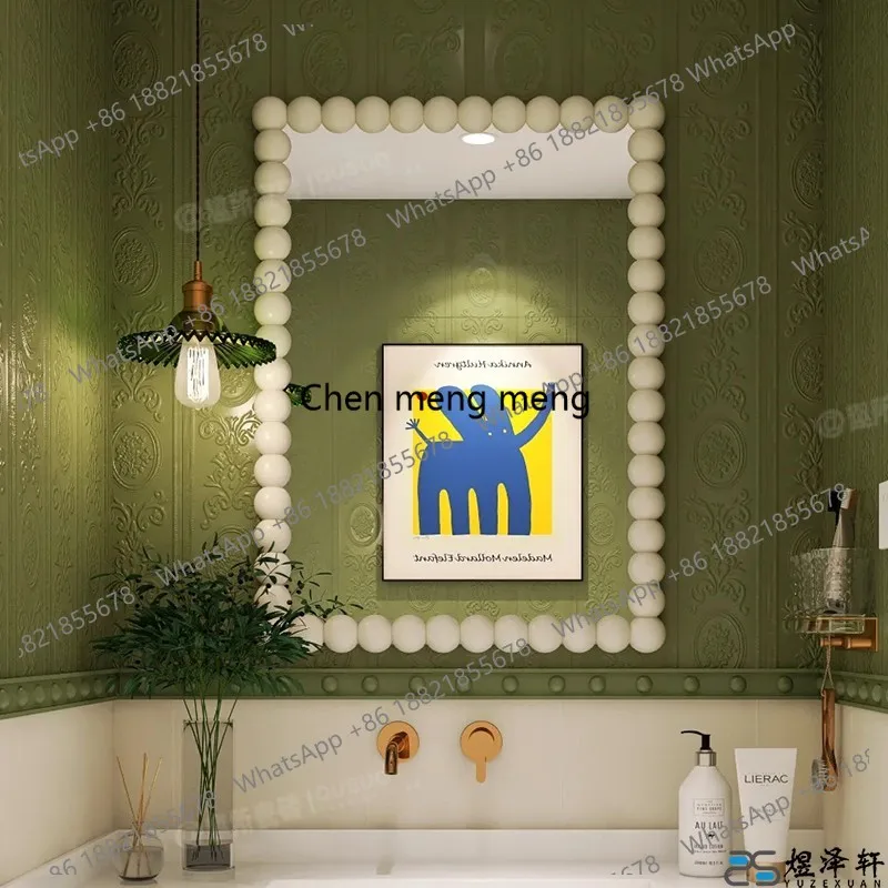 

American retro bathroom mirror French light luxury bathroom makeup mirror square wall hanging