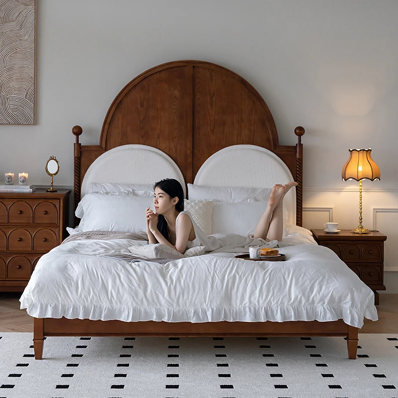 

Modern Luxury Double Bed Wooden Frame King Size Bedroom Furniture Bed