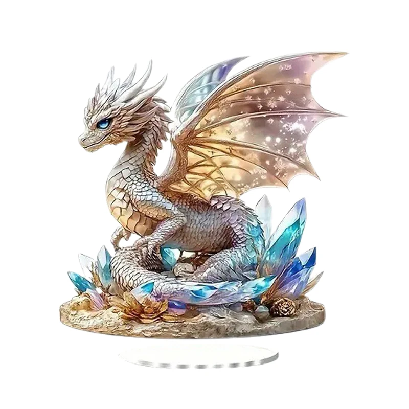 Crystal Dragon Light Catcher Decorations 2D Flat Table Top Decor Office TV Cabinet Desktop Home Decoration Ornaments