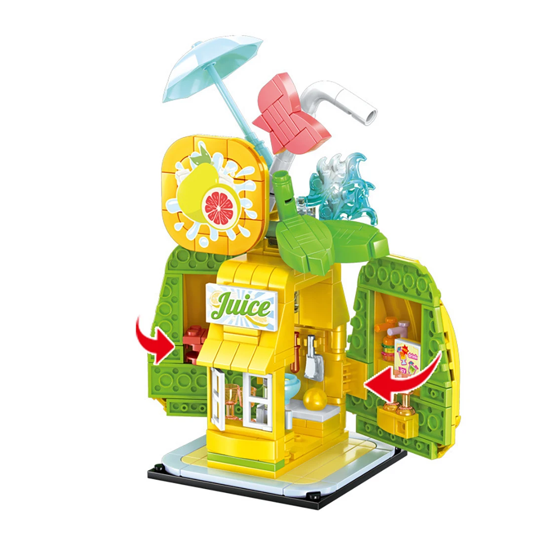 Fruit Street View House Building Block, Montagem Tecnológica, Desenho Eletrônico, High TechToys, Presentes de Natal para Crianças