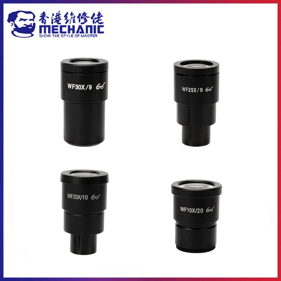 MECHANIC WF Series Electronic Stereo Microscope Glass Eyepieces FMC Permeable Coating Non-adjustable Optical Wide Angle Lens