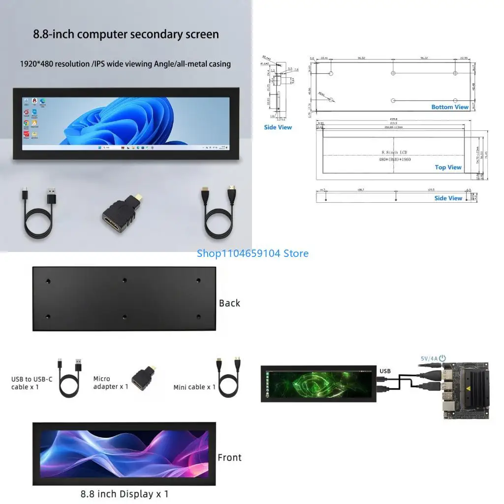 

Wide Aspect Ratio 8.8inch Secondary Display Scaling Support For Mini ITX Builds