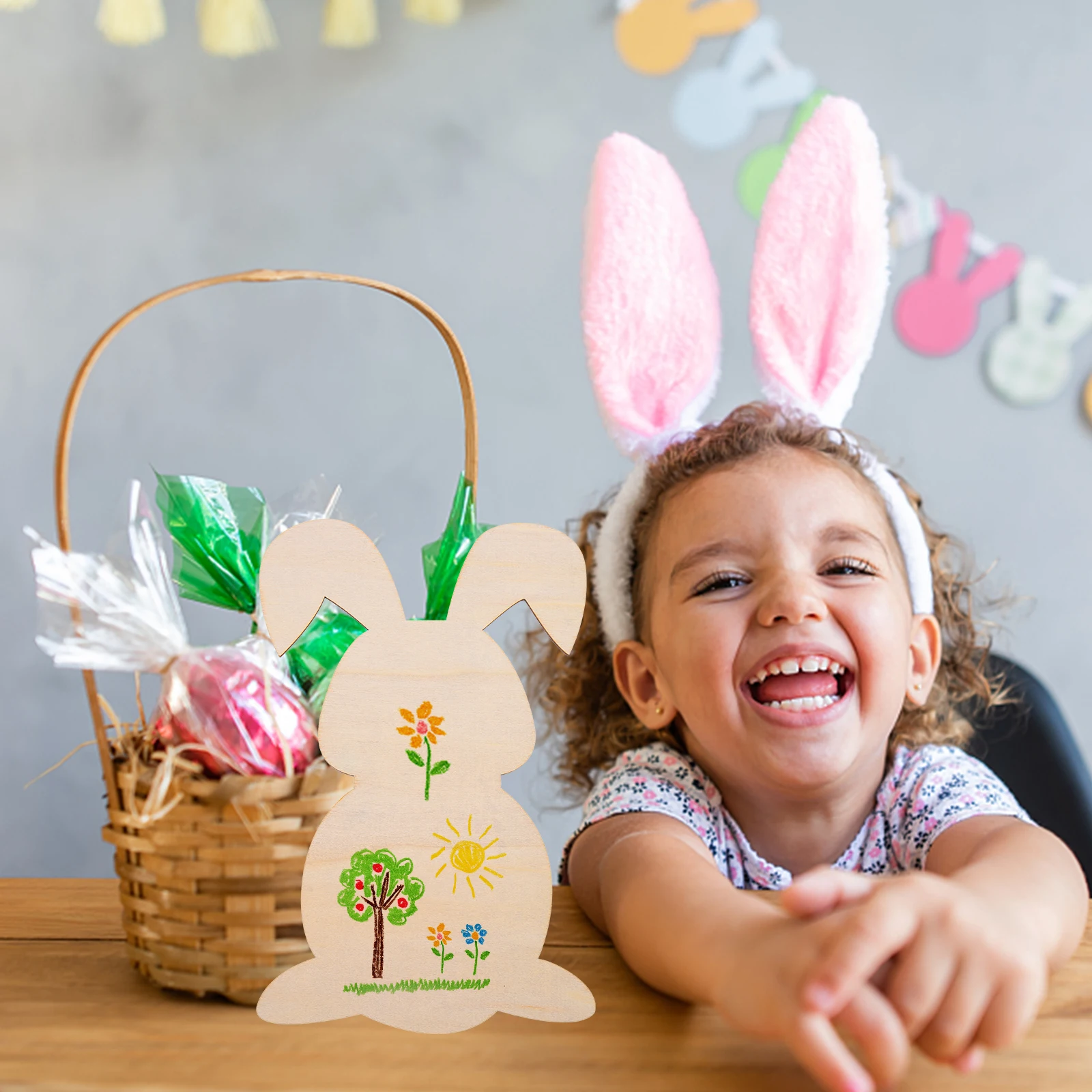 

8 Pcs Wood Chips Unfinished Crafts Easter Decor Wooden Ornaments Kids Activities High Grade Material