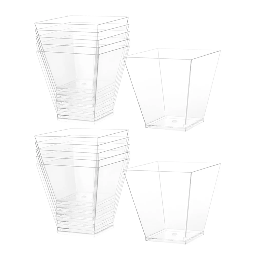 50 Pcs Dessert Cup Mousse Party Pudding Container Transparent Yogurt Trapezoid Shaped Cups