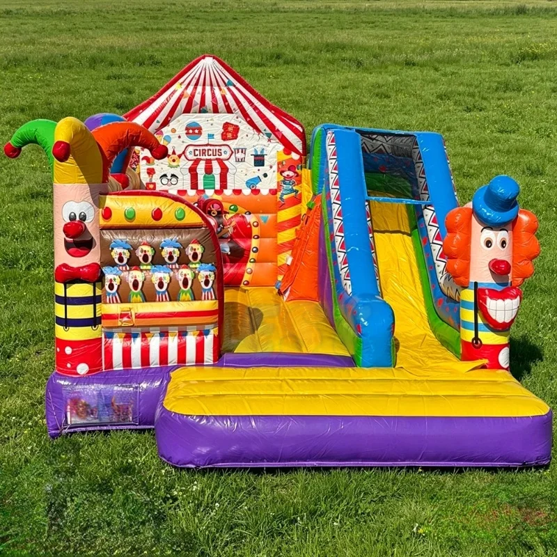 Carnival Circus Theme Children Commercial Jumping House Bouncing Castle Crown Inflatable Playground With Slide for Party Rental