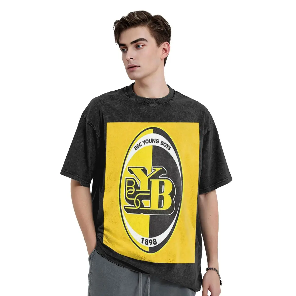 BSC Young Boys Swiss Football Sports Fans Bern Switzerland Washed T Shirts Harajuku   Hip Hop T-Shirt Streetwear Tops Tees