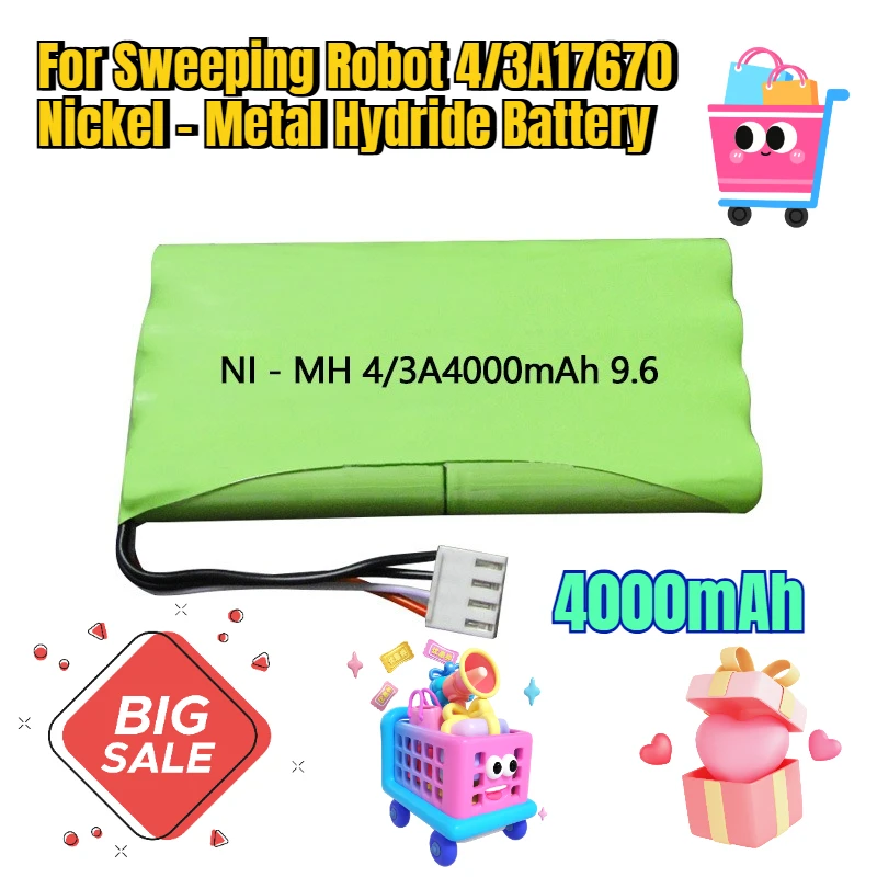 

4000mAh 9.6V for Sweeping Robot 4/3A17670 Nickel - Metal Hydride Battery