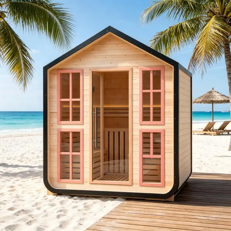Customized Sauna House Outdoor Wooden Steam Cabin Backyard Garden Wellness Relaxation Spa
