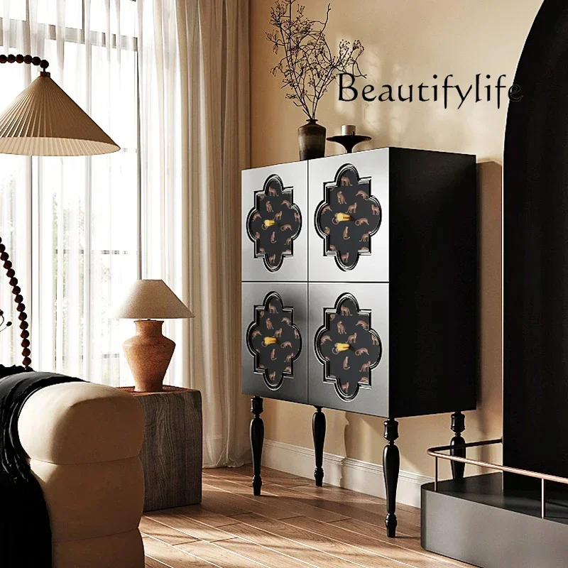 Storage multi-layer bedroom wardrobe storage locker household living room wall custom solid wood chest