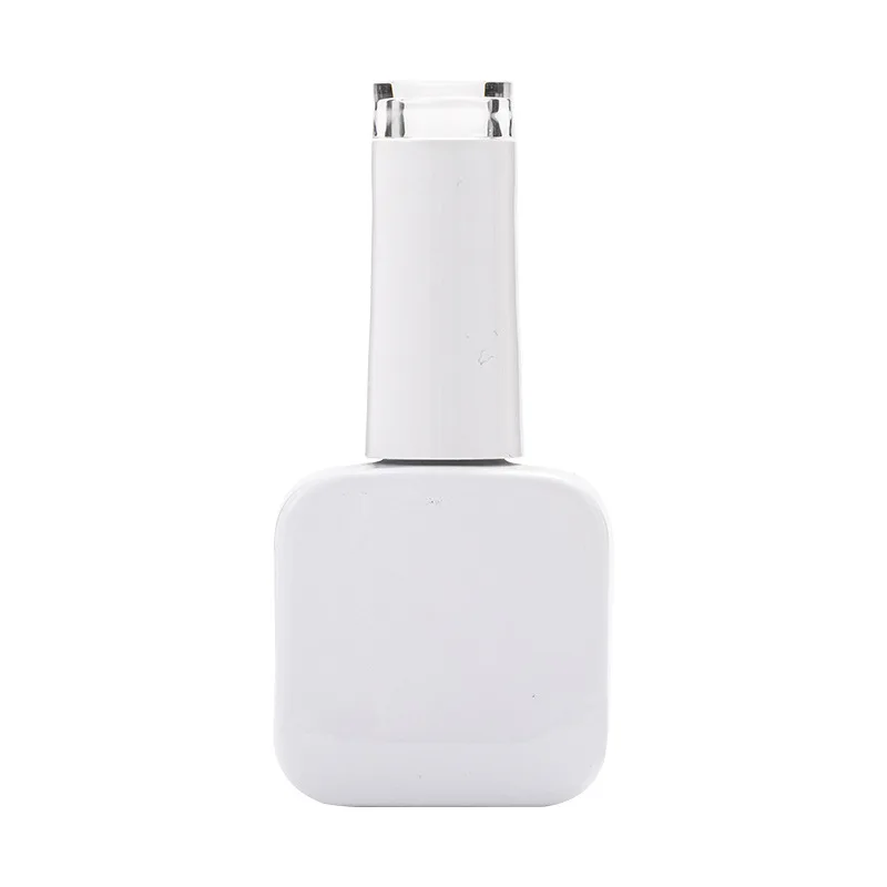 Botella blanca con tapa dorada, botella de pegamento para esmalte de uñas con cepillo, subbotella de vidrio, botella para esmalte de uñas para manicura