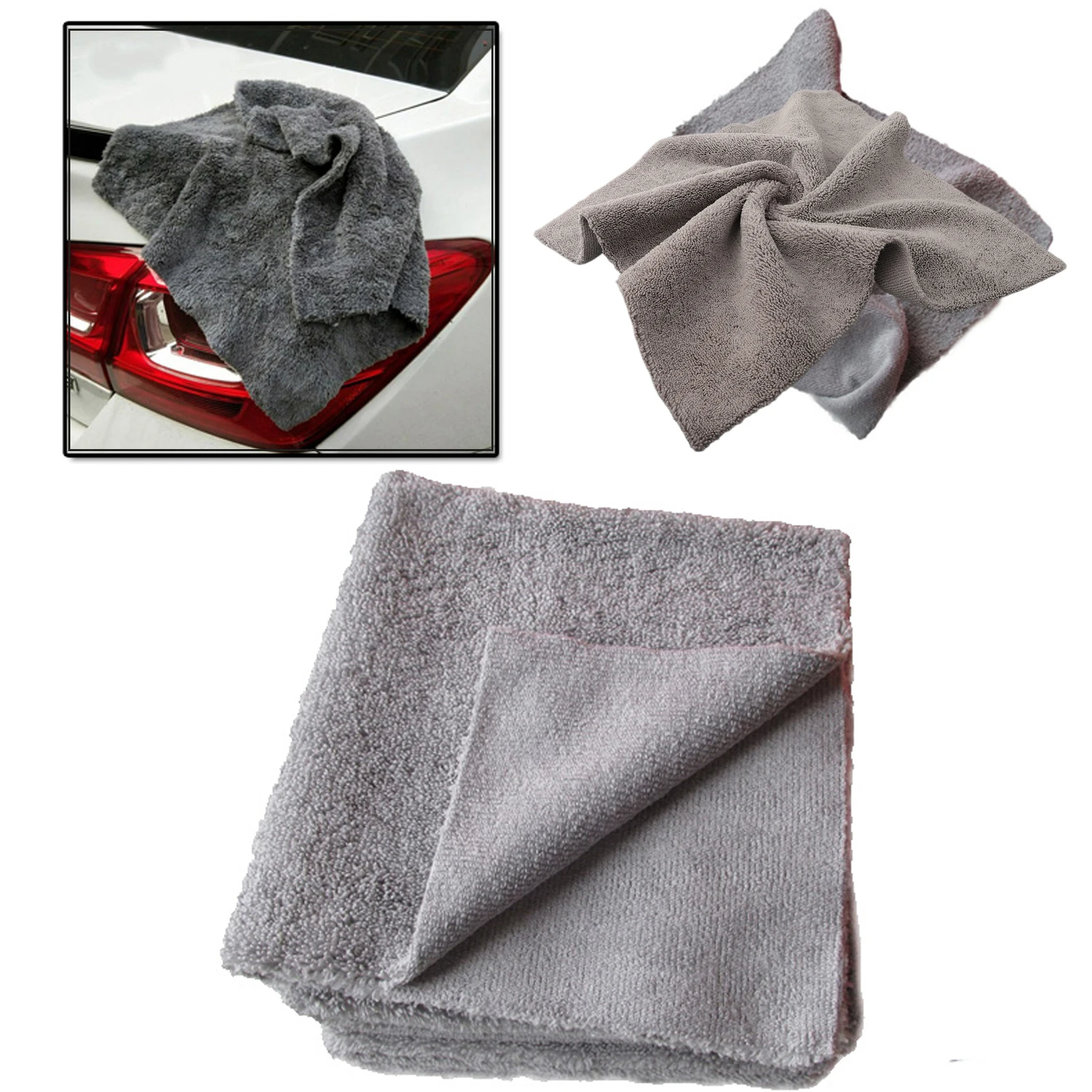 1x Car Towel Drying Rag Water Absorbent Microfiber 40x40cm Ultra Soft Auto Care Accessories Car Wash Maintenance