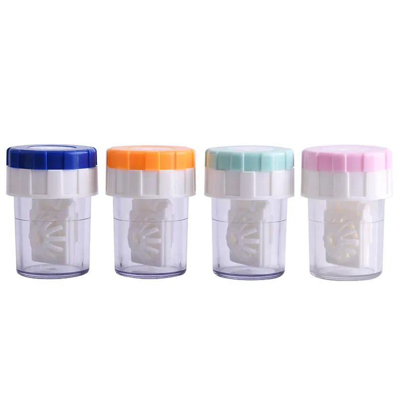 1PCS Contact Lens Cleaner Case Box Manual Rotation Type Plastic Container Storage Holder Contact Lenses Cleaning Tools