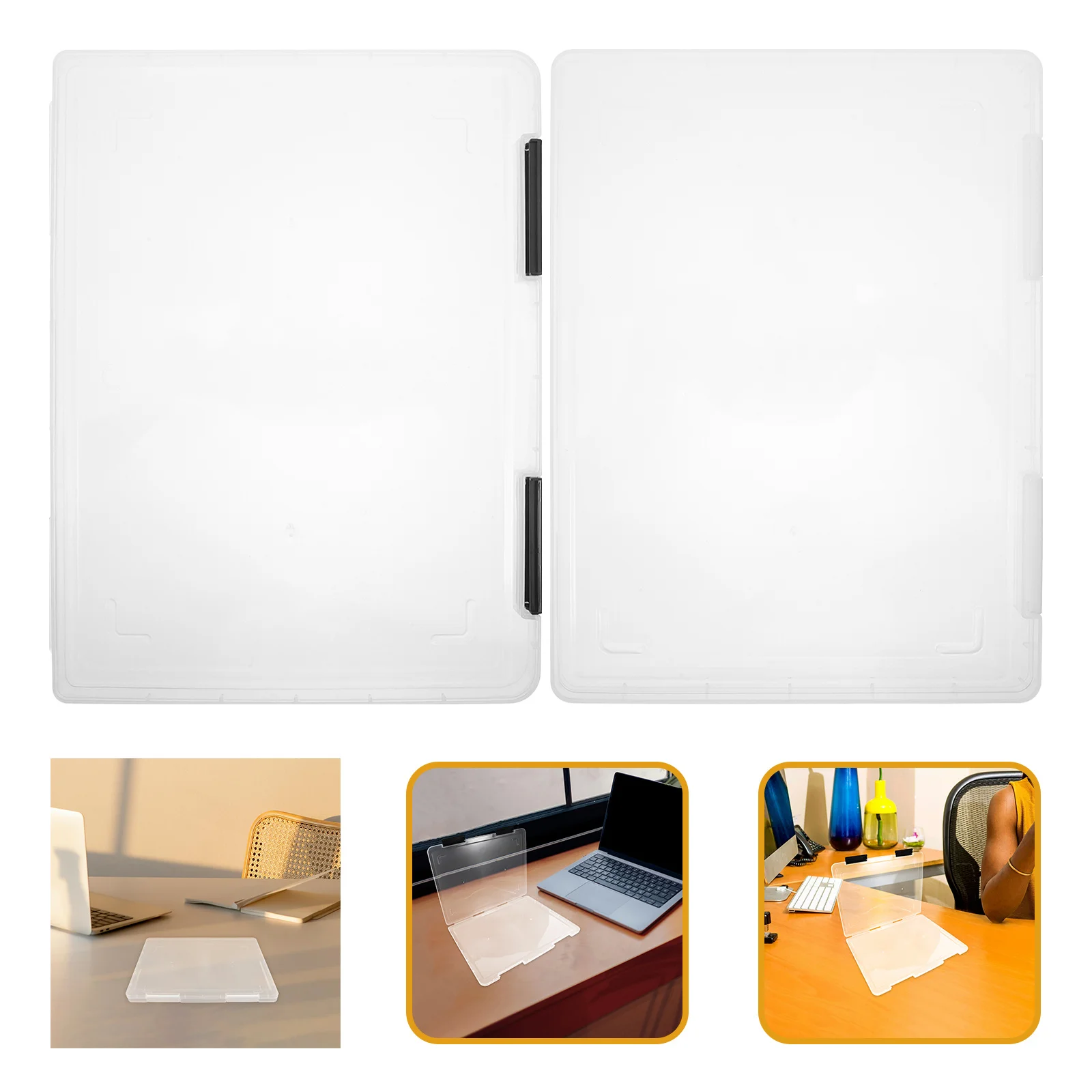 

2Pcs Clear Document Storage Box A4 File Organizer Portable PP Plastic Folder for Papers Exams Projects Home Office School Use