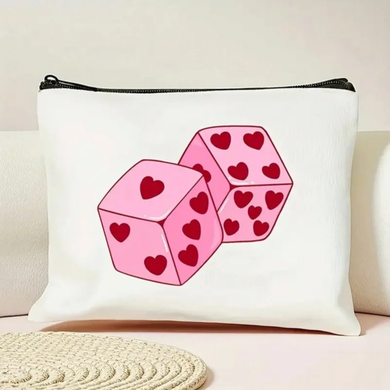 1 piece single sided white cosmetic bag with umbrella and flower pattern – can be used as a handheld cosmetic bag, toiletry orga