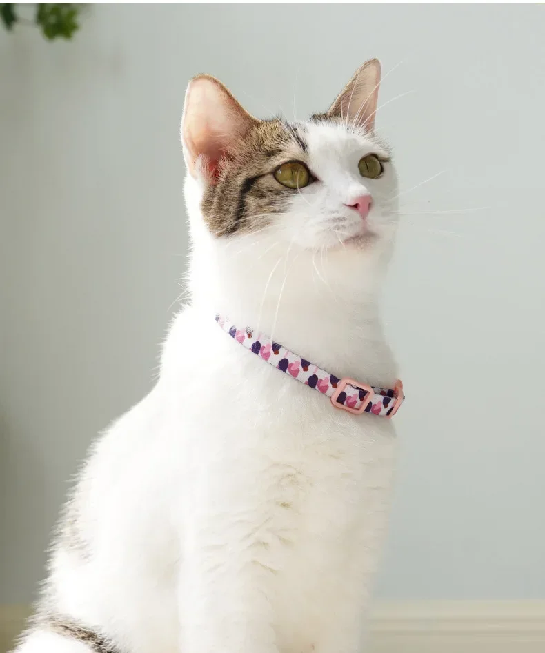 Colorful Collar Fit for Cat Puppy Necklace Adjustable 19-32cm Collar Harness colorful pattern Pet Collar With Bells Pet Supplies