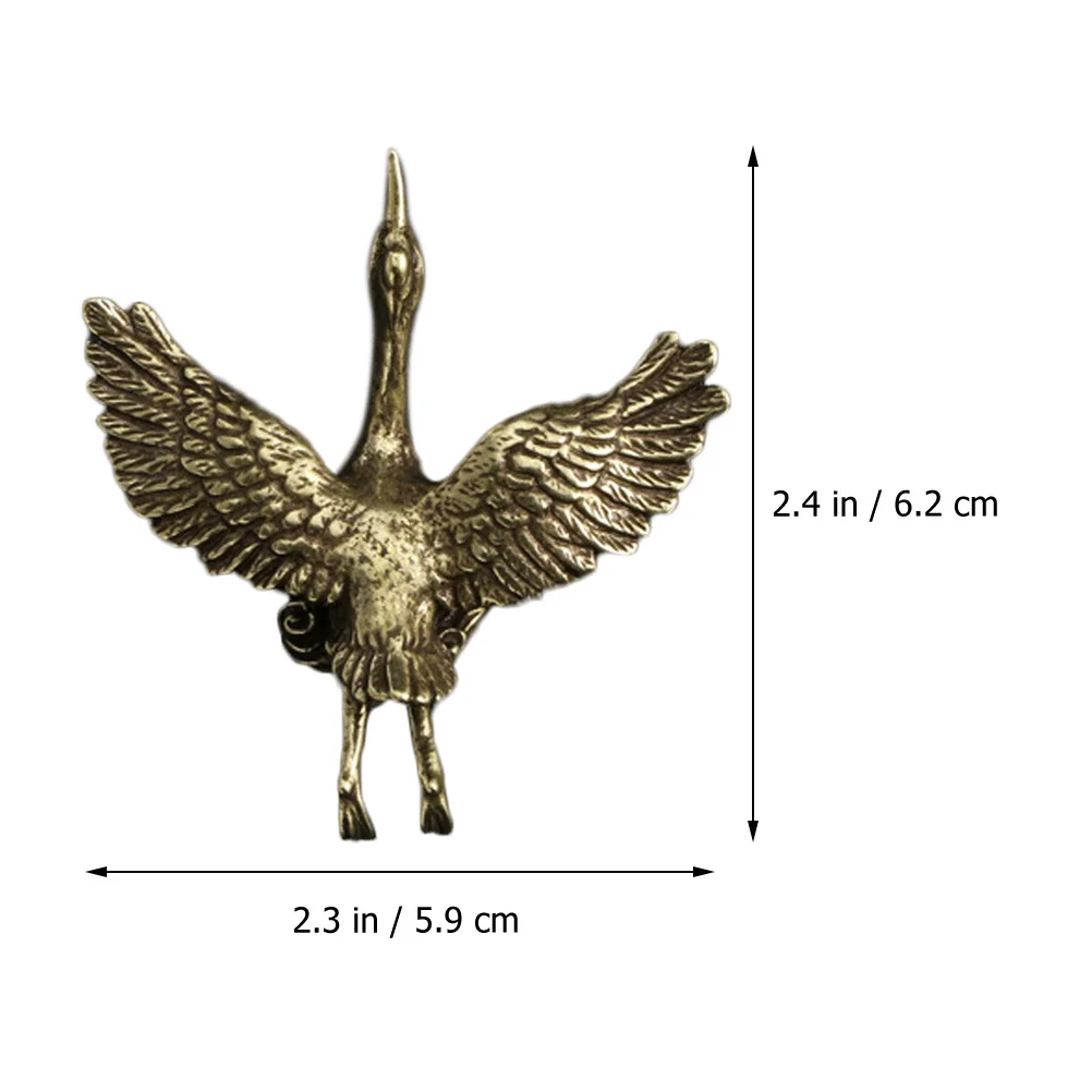

Brass Vintage Mini Crane Ornament Metal Desktop Sculpture for Home Office Living Room Study Relaxing Atmosphere