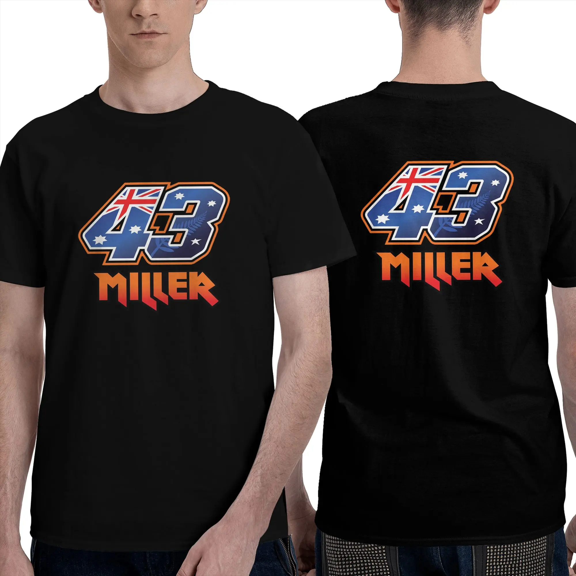 Jack Miller Number 43 Men T-Shirt Double Sided Plus Size T Shirts Men's Round Neck Cotton Tees Short Summer Male