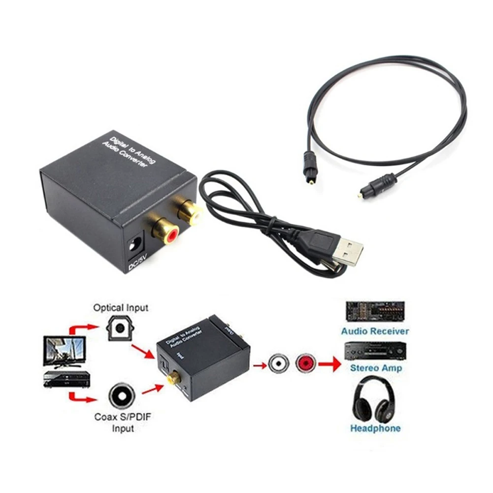 

Coaxial Digital Signal Optical Fiber Analog Audio Converter Coaxial Amplifier Amplifier Decoder USB Outputs Cable