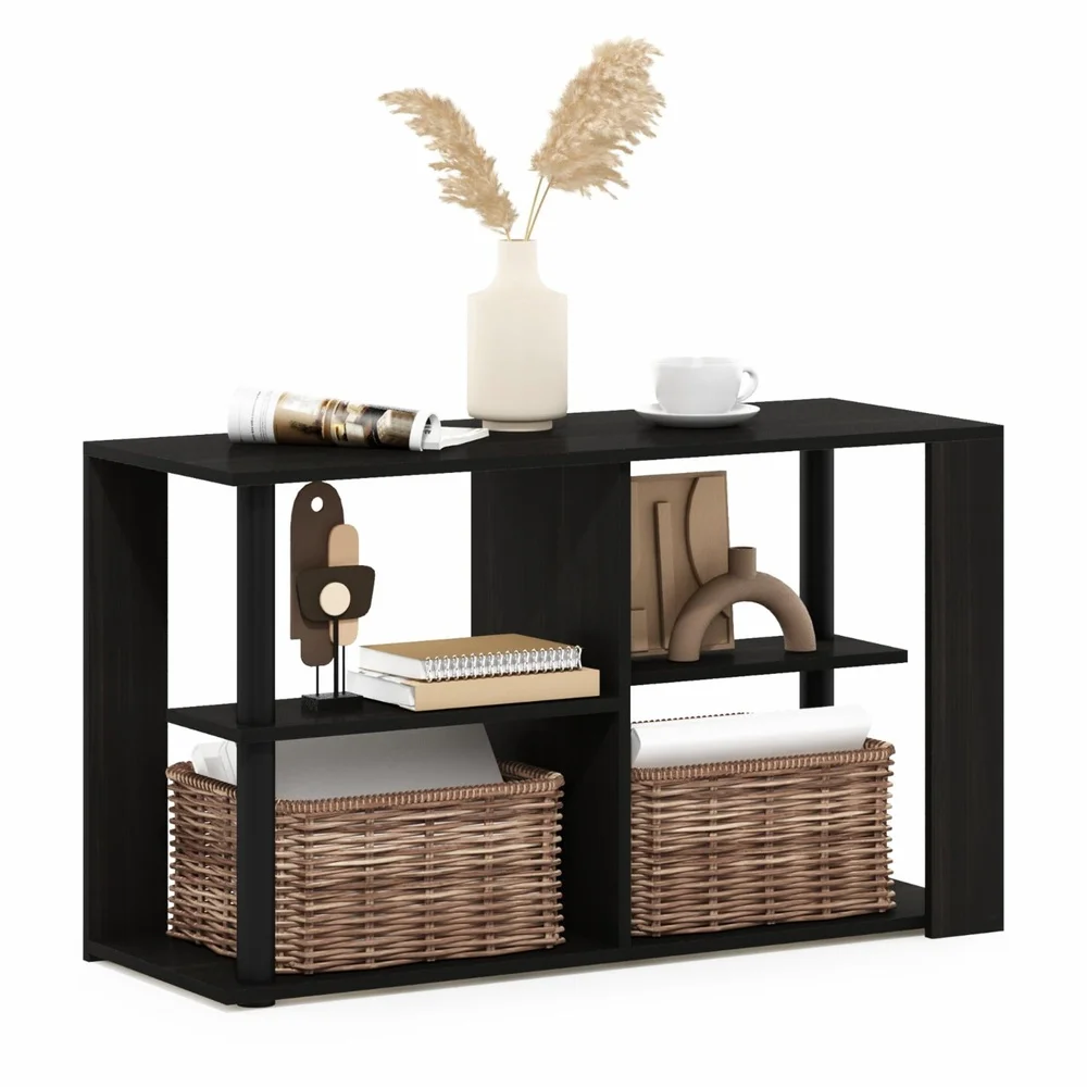 Narrow Coffee Table with Shelves Durable MDF Rectangular Living Room Furniture Eco-Friendly Storage Solution Indoor Use
