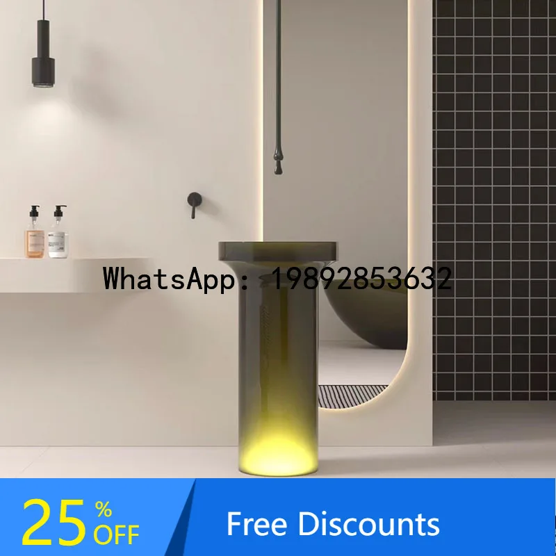YFY Resin Color Transparent Crystal Wash Basin Floor-standing Hotel Villa Artistic Pedestal Basin