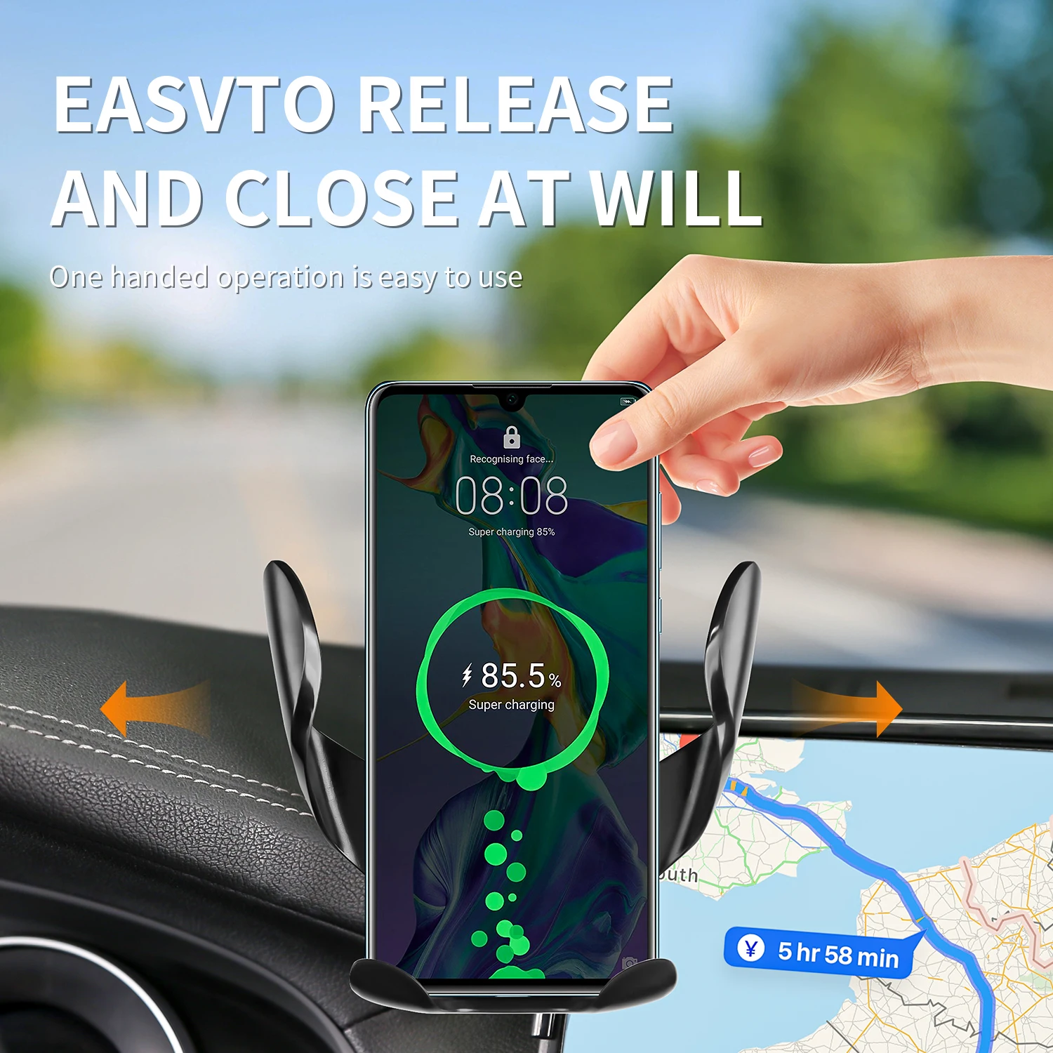 Double‑Bracket Car Phone Holder & Base with Storage Box for Toyota Corolla Levin 2019‑2022, 9 Inch Screen, Easy Installation
