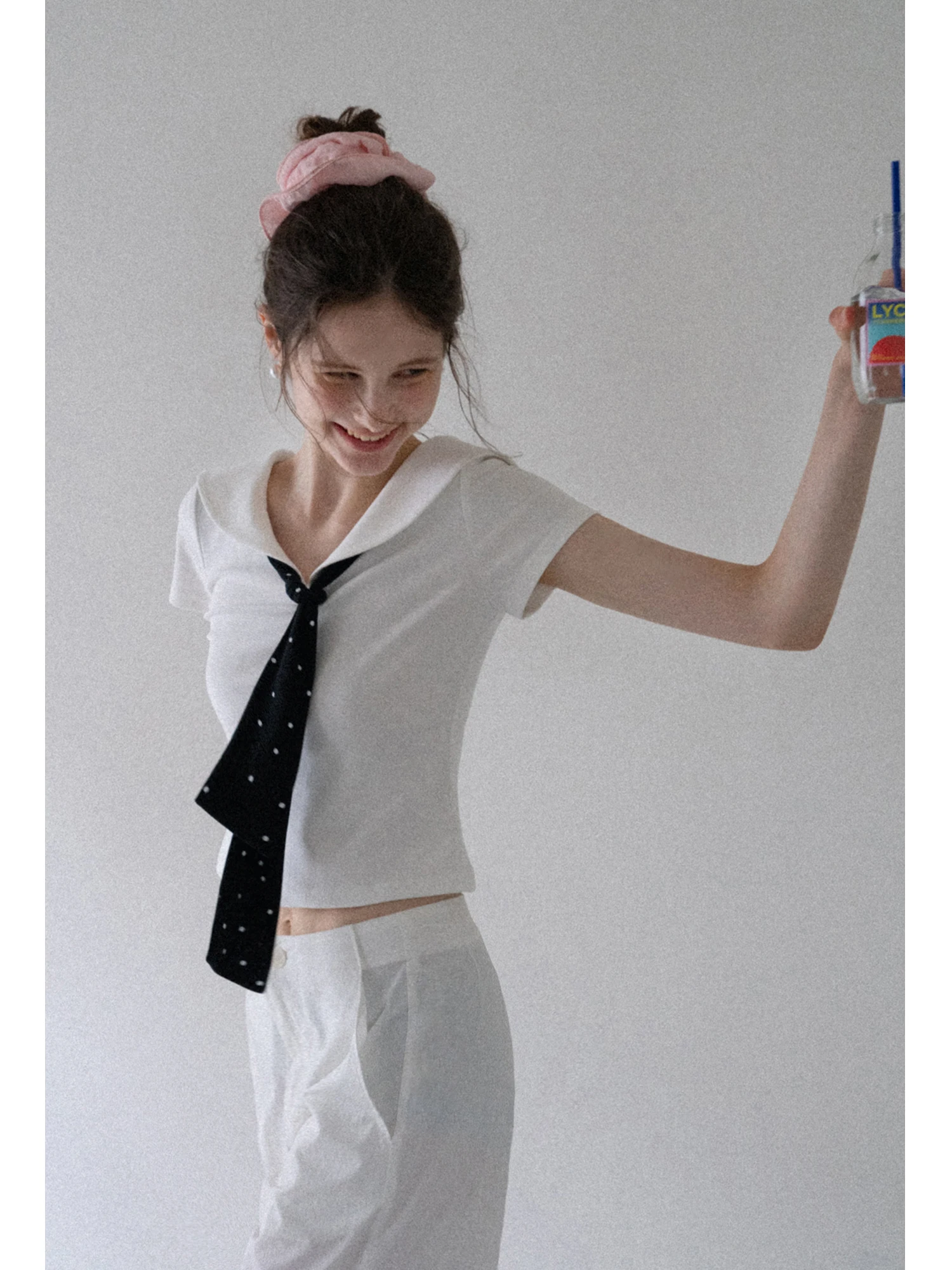 

EGGKA Simple V-Ne ort Sve Slim Fit ort T-irt Women Summer Casual Sle Doll Collar Top Polyester Fiber Moisture Wi...