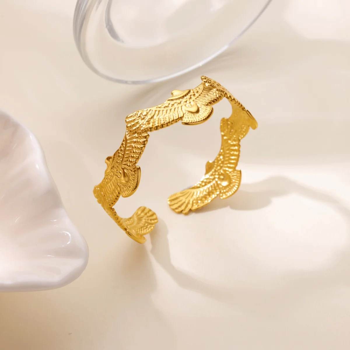 Spliced Eagle Cuff Bracelets for Women Vintage Open Bangle Symbol of Freedom Stainless Steel Jewelry Unisex Wrist Accessories